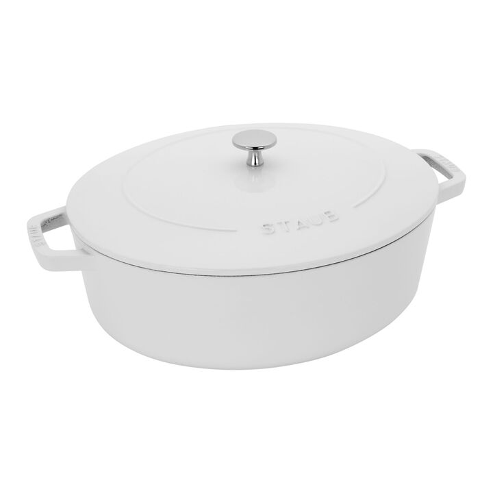 Cast Iron, 6.25 qt, Wide Oval Dutch Oven, Pure White - Factory Second, large 1