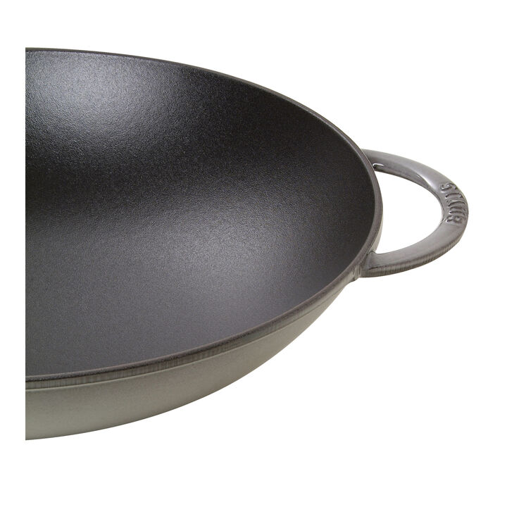 Specialities, Wok mit Glasdeckel 37 cm, rund, Graphit-Grau, Gusseisen, large 2