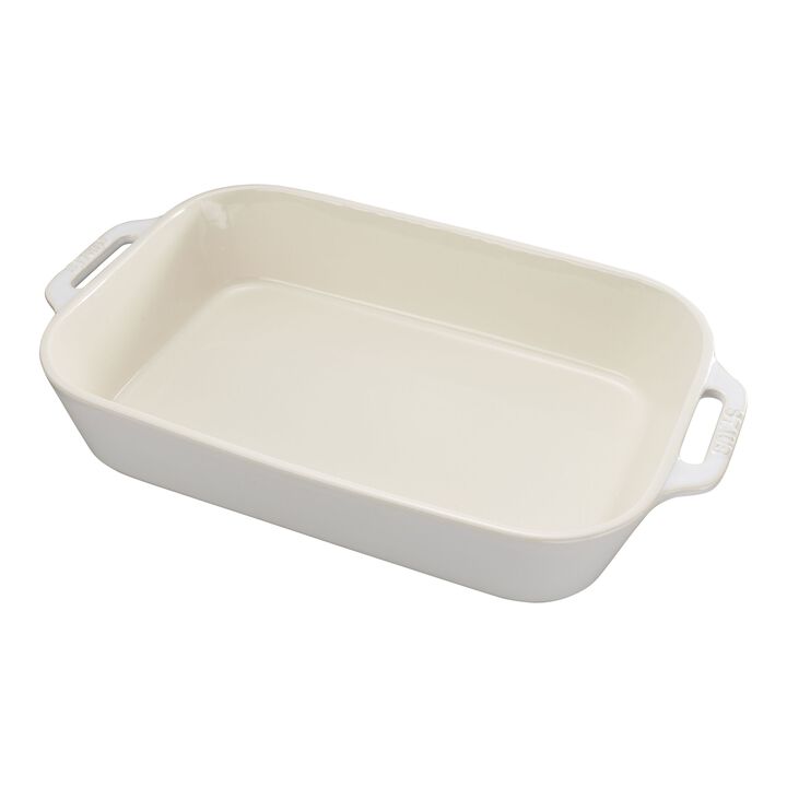 Ceramique, Ovenschaal 34 cm, Rechthoekig, Ivoorwit, large 1