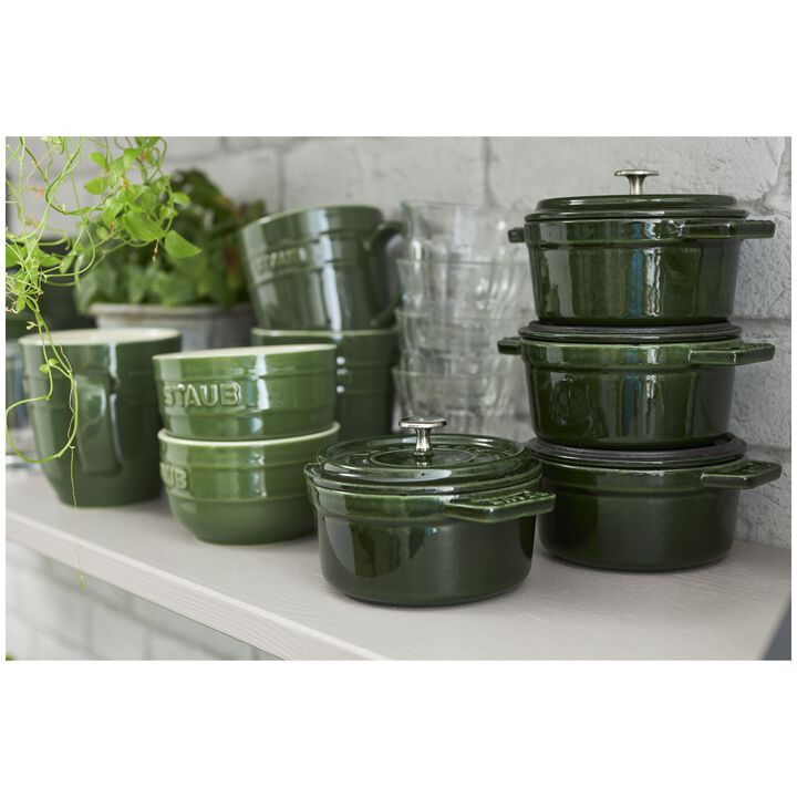 Cast Iron, 0.25 qt, Mini Round Dutch Oven, Basil, large 3