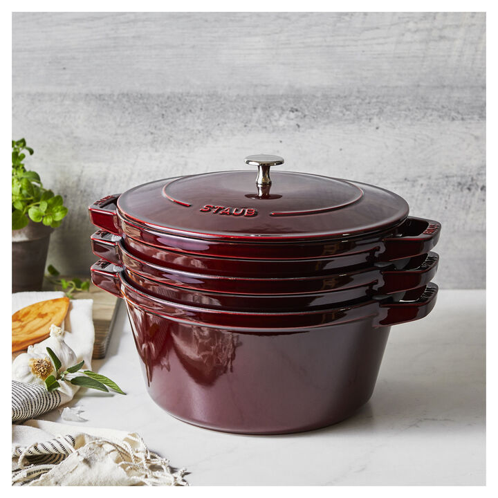 Cast Iron, 4-pc Stackable Cookware Set, Grenadine, Cast Iron , large 2