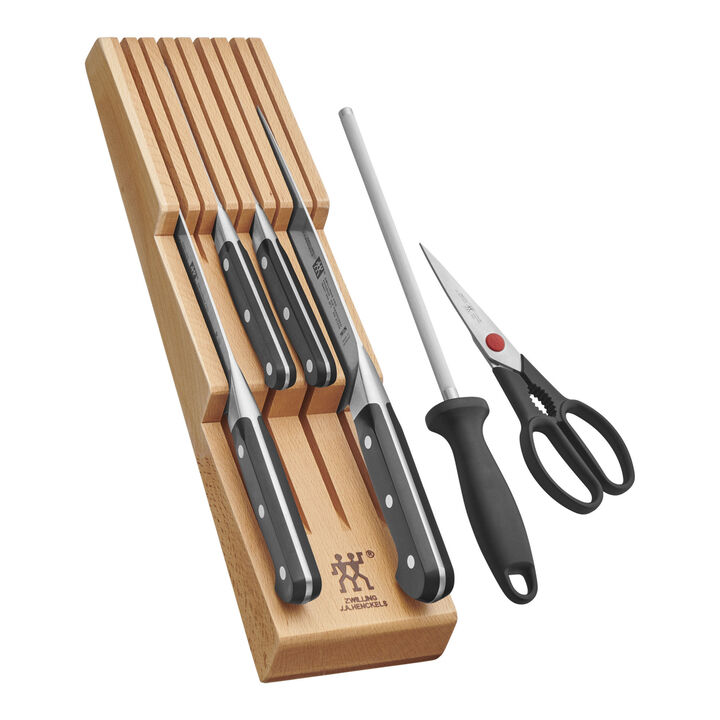 7-pc, Block Set With Beechwood In-Drawer Knife Tray, Natural, large 1
