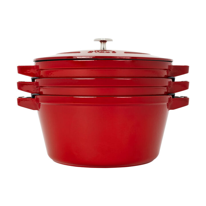 Cast Iron, 4-pc Stackable Cookware Set, Cherry, Cast Iron , large 3