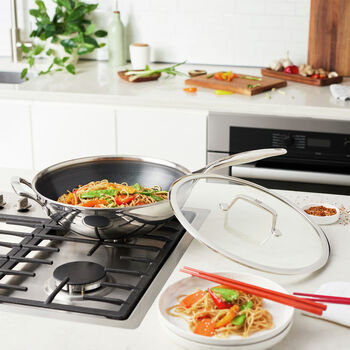 Wok Tava Kapaklı | 18/10 Paslanmaz &Ccedil;elik | Metalik Gri | 30 cm,,large 7