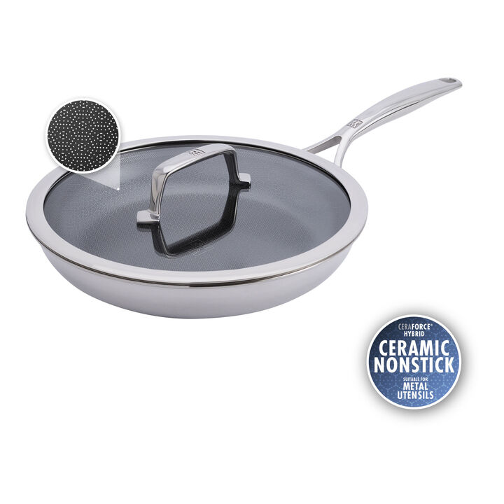Peak, 10-inch, Ceramic Hybrid Frying Pan With Lid, large 1