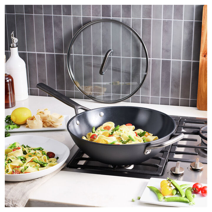 Milano, 12-inch, Wok With Glass Lid Ceramic Nonstick Titanium, large 2