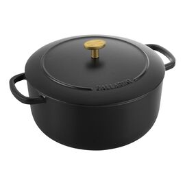 Cocotte 24 cm, rund, Schwarz, Gusseisen