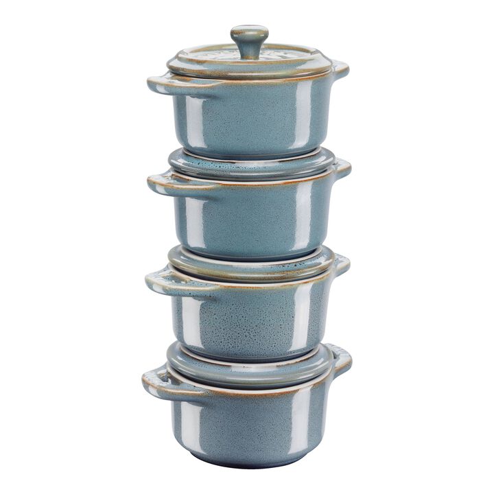 Stentøj, Cocotte sæt 4-dele, Rund, Antikturkis, Keramisk, large 1