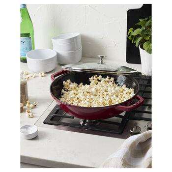 Wok Tava Cam Kapaklı | d&ouml;k&uuml;m demir | Kiraz | 30 cm,,large 8