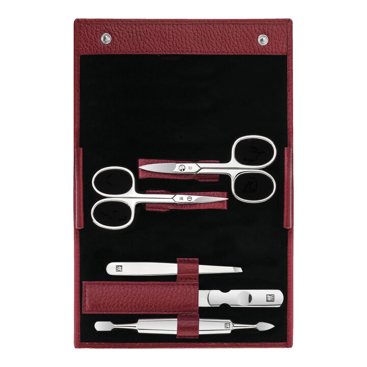 CLASSIC, 5-pcs Leather Snap fastener case red, large 1