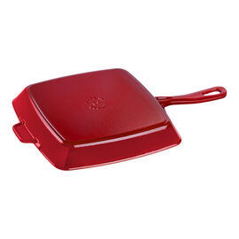 Grelha americano 26 cm, Ferro fundido, Vermelho cereja
