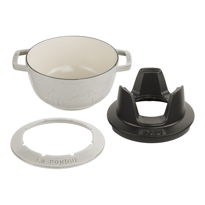 Specialities, Fondue Set Gebirge 20 cm, rund, Weisser Trüffel, Gusseisen, large 2