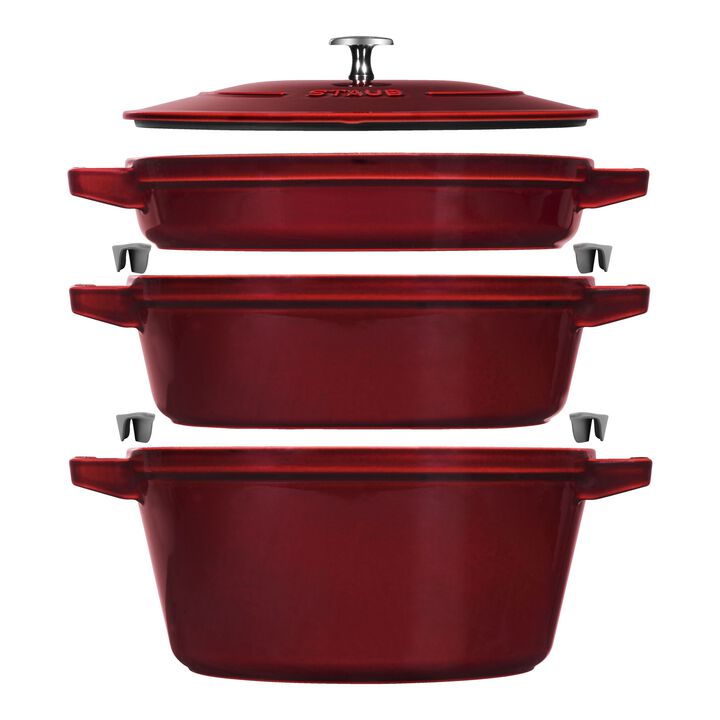 Cast Iron, 4-pc Stackable Cookware Set, Grenadine, Cast Iron , large 1