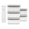 Fresh & Save, Vakuumbox & Pumpe Set, 6-tlg. / M, Grau/Wei&szlig;, Glas, small 1