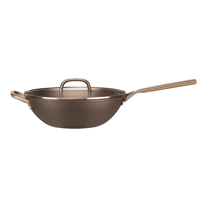 Milano, Wok con coperchio in vetro - 30 cm, alluminio, CERAFORCE Titanium, large 2