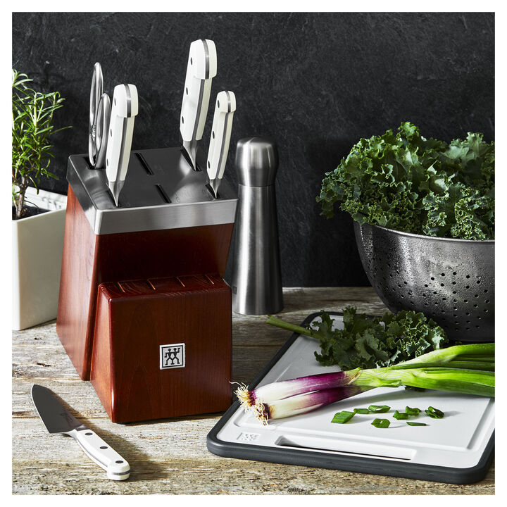 Pro le blanc, 7-pc, Self Sharpening Knife Block Set, Silver-White, large 2