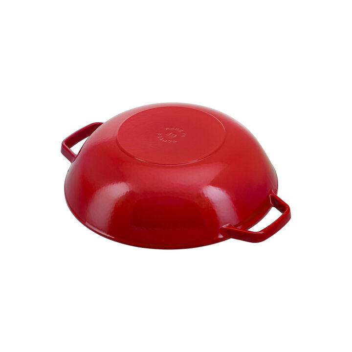 Specialities, Wok mit Glasdeckel 30 cm, rund, Kirsch-Rot, Gusseisen, large 4