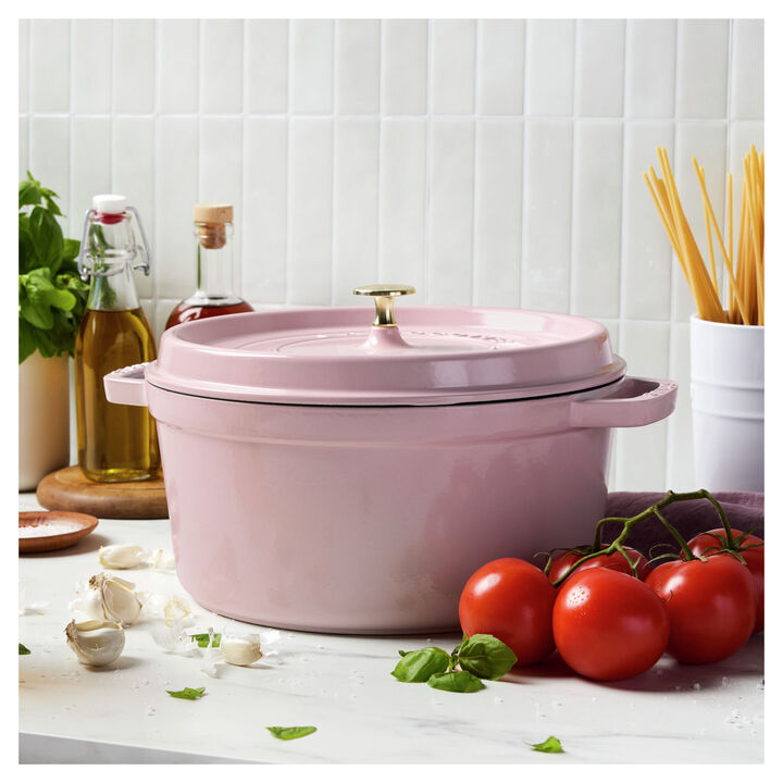 Cast Iron, 7 qt, Round, Dutch Oven, Peony Pink, large 2