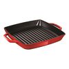 GRILL PAN WITH 8 PC BONUS STEAK KNIFE, 28 cm / 11 inch cast iron square Grill pan, cherry, small 1
