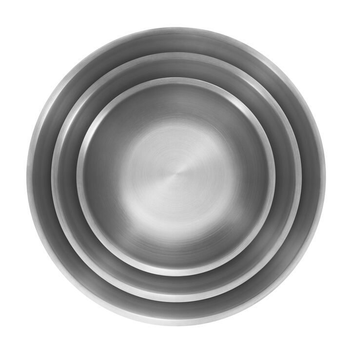 Prep, 3 Piece 18/10 Stainless Steel Bowl set, silver, large 2