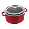 Cast Iron, 4 qt, Round, Glass Lid Dutch Oven, Cherry, small 1