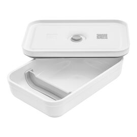 L flat Divided Meal Prep Container, plastic, white-grey