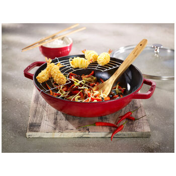 Wok Tava Cam Kapaklı | d&ouml;k&uuml;m demir | Kiraz | 30 cm,,large 9