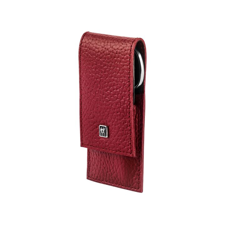 CLASSIC, 3-pcs Leather Snap fastener case red, large 3