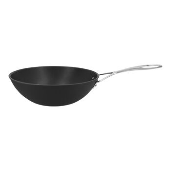 Wok Tava d&uuml;z taban | Al&uuml;minyum | G&uuml;m&uuml;ş-Siyah | 30 cm,,large 1