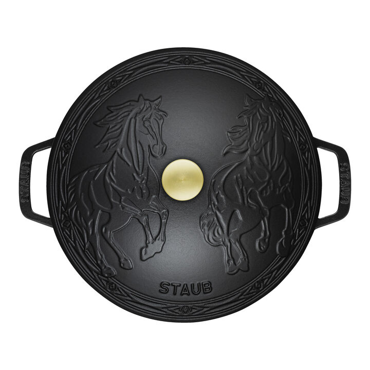 La Cocotte, 5 qt, Essential French Oven with Horse Lid, Matte Black, large 4