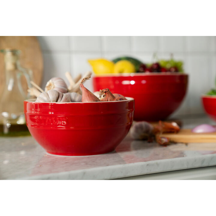 Ceramique, 2 Piece ceramic Large Mixing Bowl Set, cherry, large 2