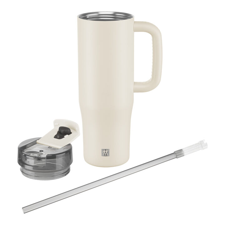 Thermo Plus, Thermo Straw Tumbler, 900 ml, Stainless steel, cream, large 4