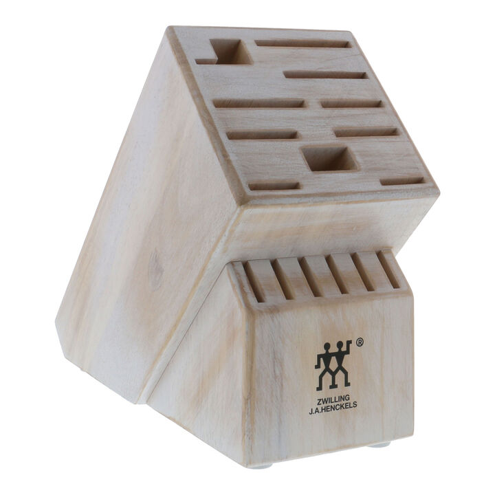 Storage, Rubberwood, TWIN Rustic White Knife Block Empty, large 1