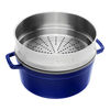 La Cocotte, Cocotte con cestello a vapore rotonda - 26 cm, blu scuro, small 3