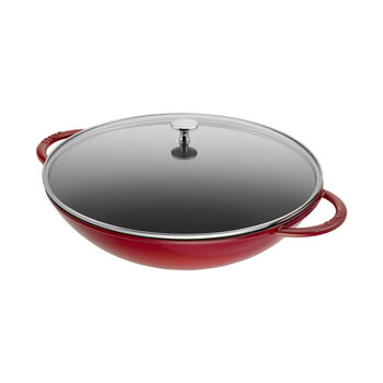 Wok Tava Cam Kapaklı | d&ouml;k&uuml;m demir | Kiraz | 37 cm,,large 2