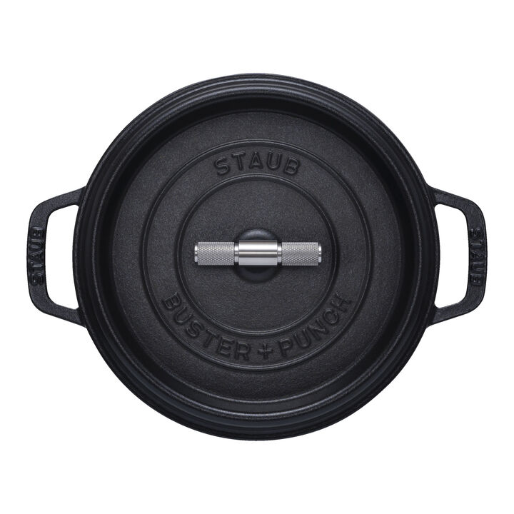 La Cocotte, Cocotte Buster+Punch 24 cm, rund, Schwarz, Gusseisen, large 2