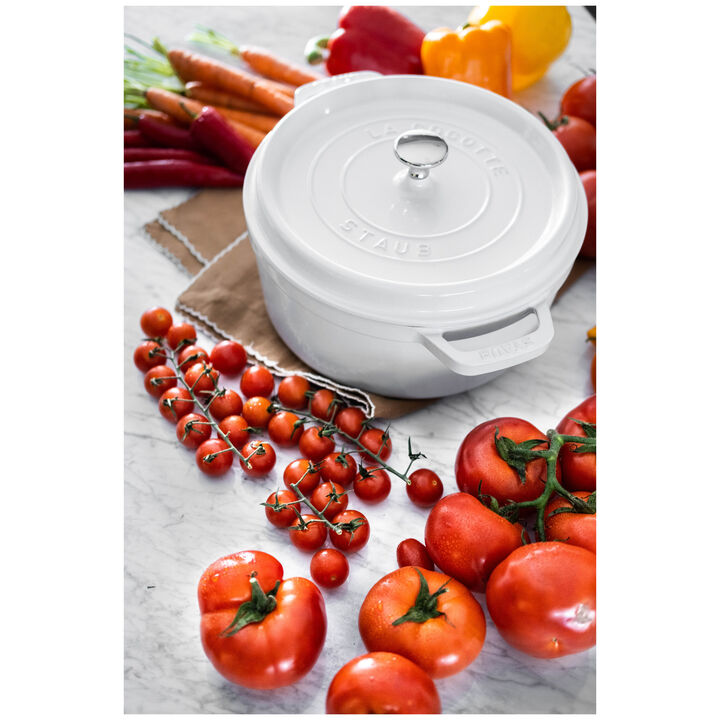 Cast Iron, 4 qt, Round, Dutch Oven, Pure White - Factory Second, large 2