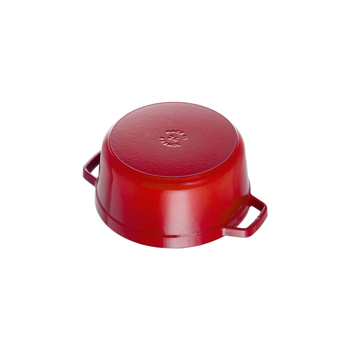 Cast Iron, 5.5 qt, Round, Dutch Oven, Cherry, large 2