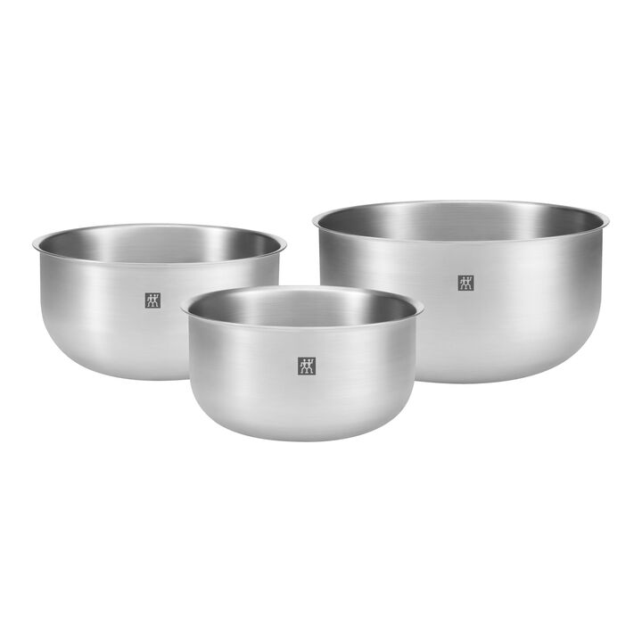 Prep, 3 Piece 18/10 Stainless Steel Bowl set, silver, large 1