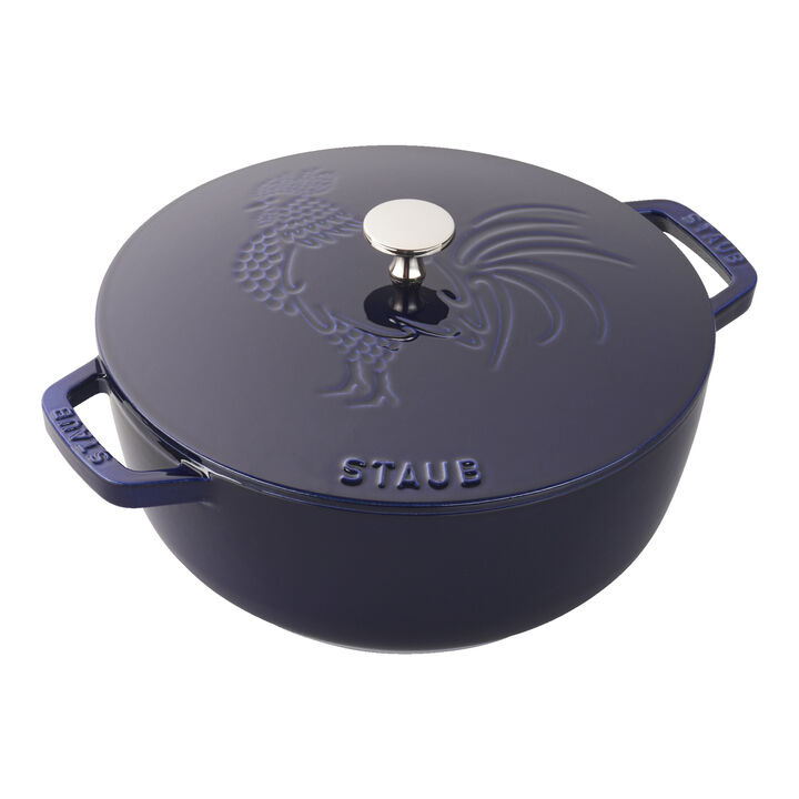 Cast Iron, 3.75 qt, Essential French Oven Rooster Lid, Dark Blue, large 1