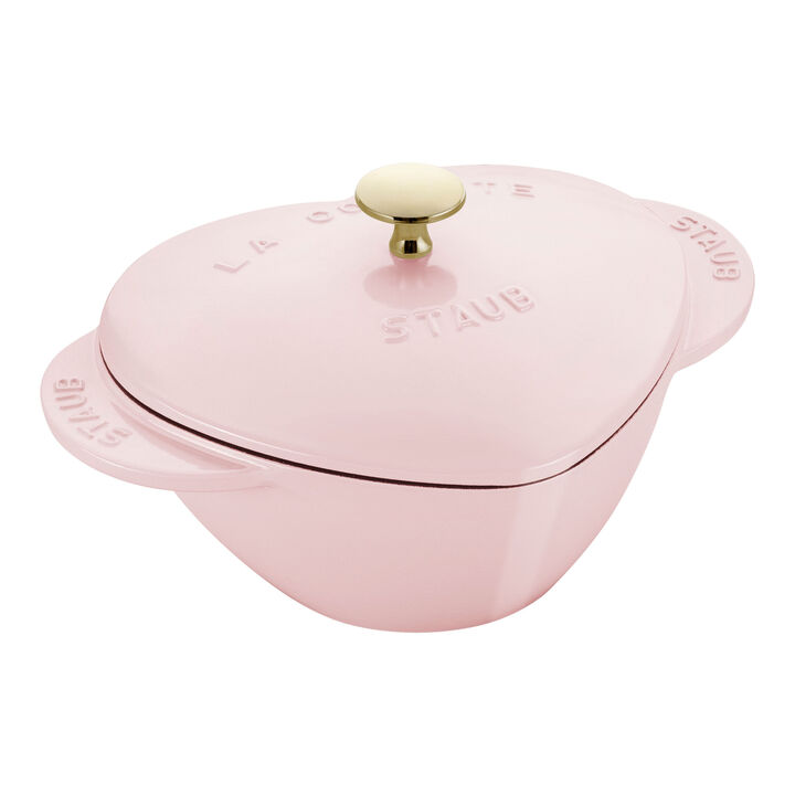 Cast Iron - Specialty Shaped Cocottes, 1.75 qt, Heart, Dutch Oven, Peony Pink, large 1