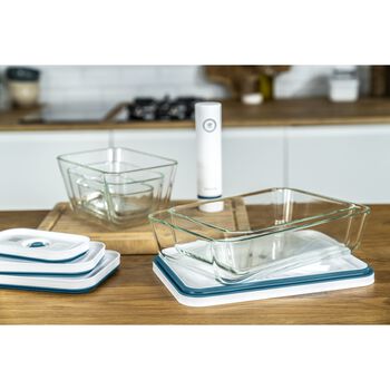 Vakumlu Saklama Kabı Seti, S/M/L / 3-par&ccedil;a, Borosilikat Cam, Akdeniz Mavisi,,large 7