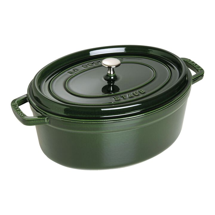 La Cocotte, Cocotte 31 cm, oval, Basilikum-Grün, Gusseisen, large 1