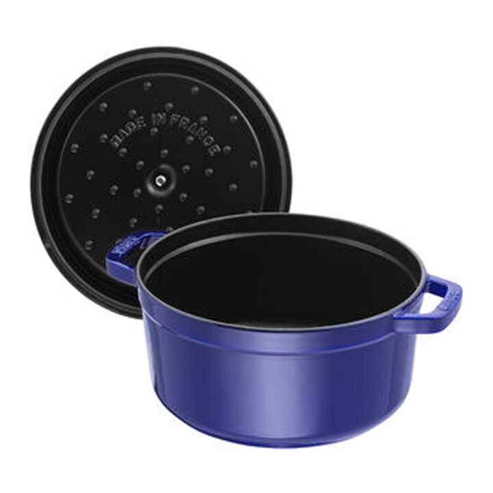 Cast Iron, 7 qt, Round, Dutch Oven, Dark Blue, large 3