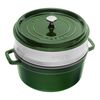 La Cocotte, Cocotte avec panier vapeur 26 cm, Rond(e), Basilic, Fonte, small 1