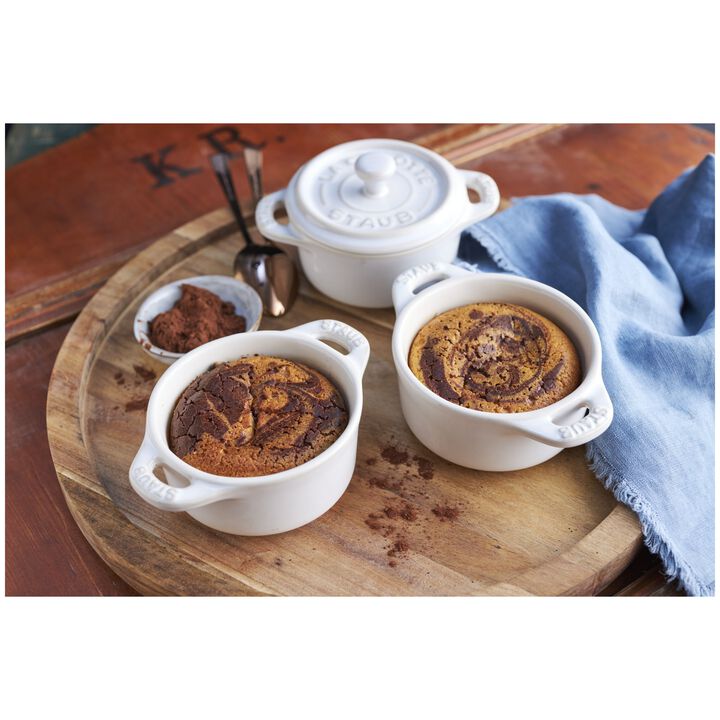 Stoneware, 3-pc, Mini Round Dutch Oven Set, White, large 3