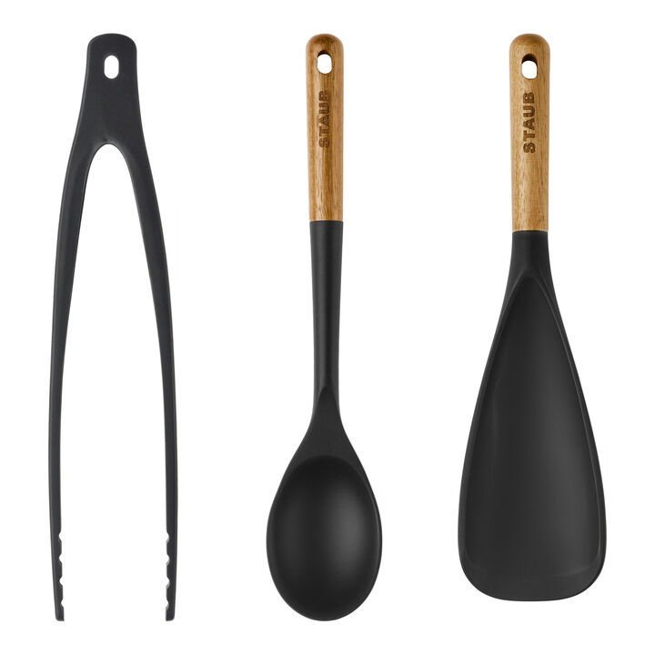 Kochzubehör-Set mit Zange, Mehrzwecklöffel und Servierlöffel, 3-tlg., large 1