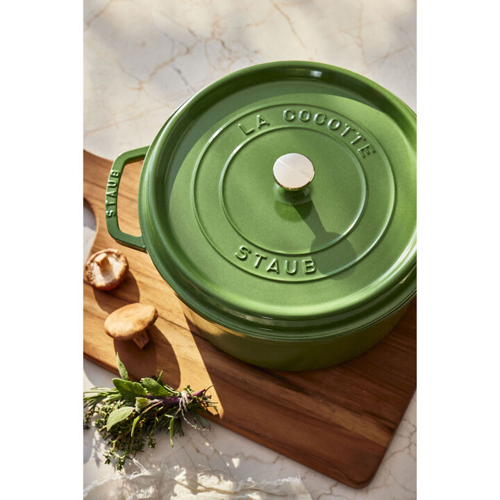 Cast Iron, 5.5 qt, Round, Dutch Oven, Pistachio, large 2