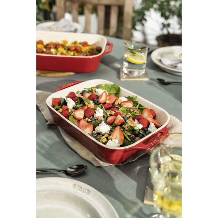 Stoneware, 13-x 9.5-inch, Rectangular, Baking Dish, Cherry, large 4