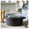 La Cocotte, Cocotte con coperchio in vetro rotonda - 24 cm, Nera, small 6